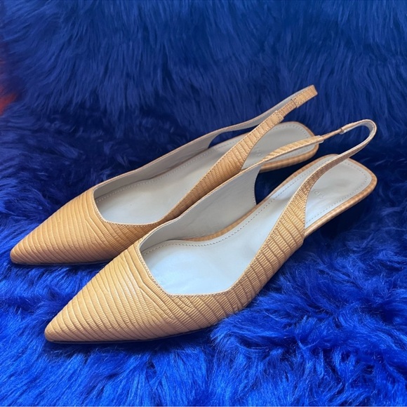 New! THEORY “City” Slingback Block Heel Pumps in Lizzard Embossed Leather - Picture 7 of 12